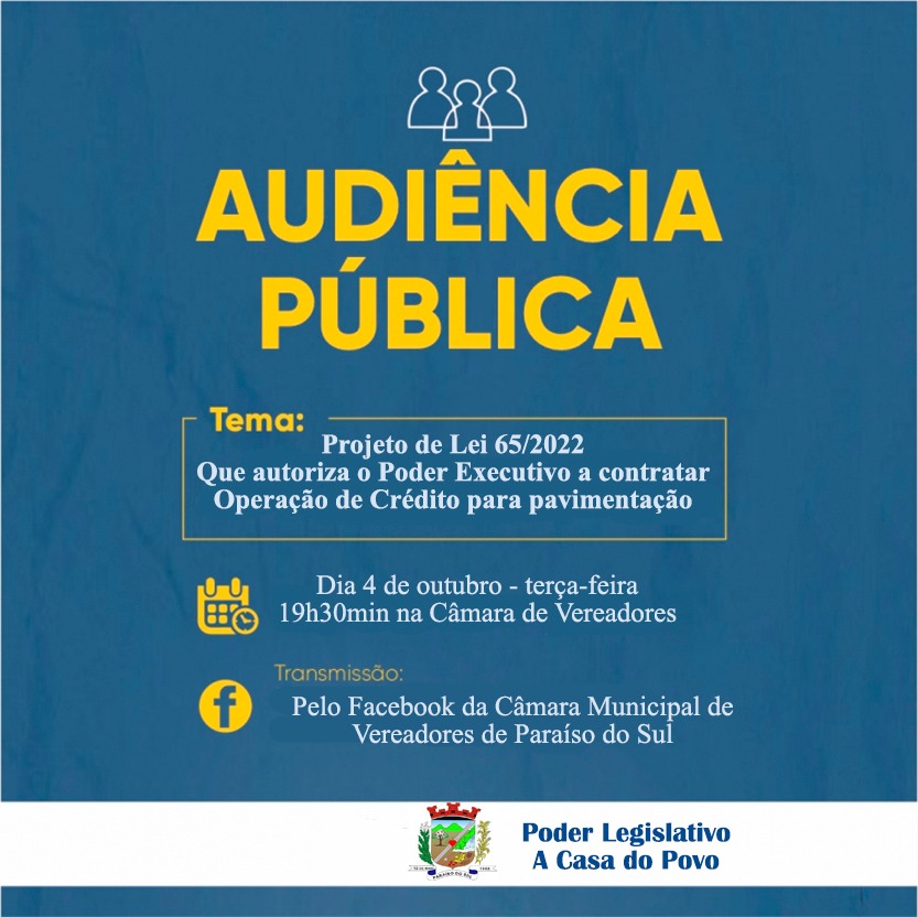 Audiência Pública vai debater empréstimo para calçamento