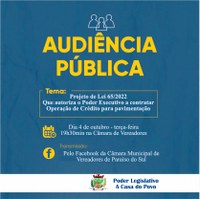 Audiência Pública vai debater empréstimo para calçamento