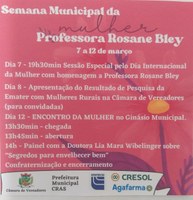 Semana Municipal da Mulher-Professora Rosane Bley